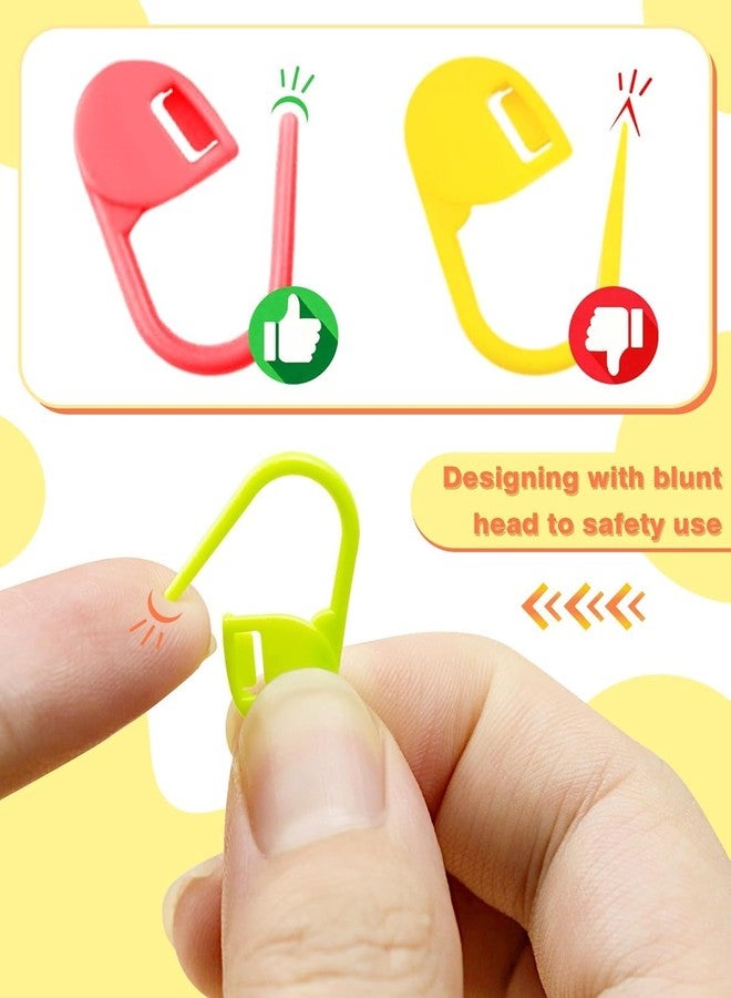 DODHAR Plastic Locking Stitch Markers for Knitting & Crochet (10 Pcs, Multicolor) + Large Eye Plastic Yarn Sewing Needles (6 Pcs) - Crochet, Weaving & Wool Accessories Set (Stitch Markers Needles) - Image 5